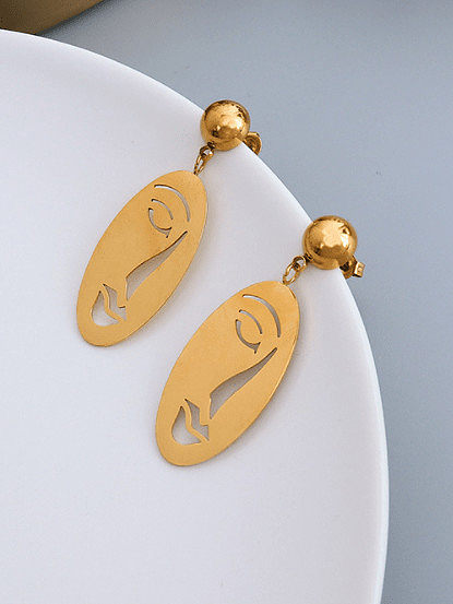 Titanium 316L Stainless Steel Oval Vintage Drop Earring with e-coated waterproof
