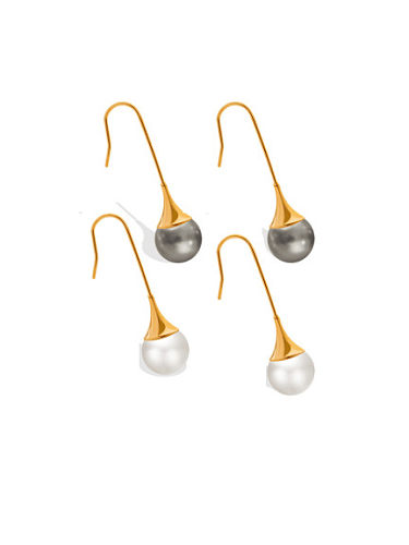 Boucles d'oreilles à crochet vintage irrégulières en perle d'imitation en acier au titane