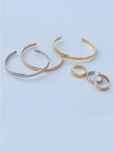 Titanium 316L Stainless Steel Hip Hop Geometric Ring and Bangle Set with e-coated waterproof