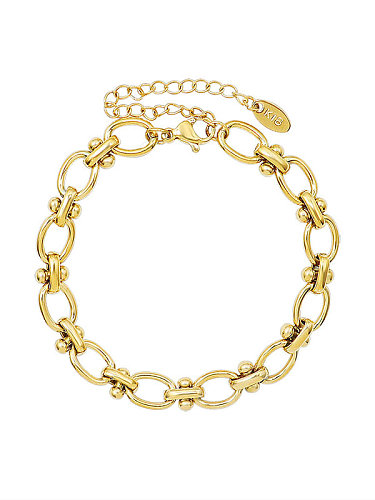 Titanium 316L Stainless Steel Hollow Geometric Chain Vintage Link Bracelet with e-coated waterproof