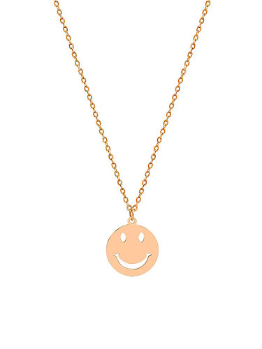 Titanium 316L Stainless Steel Smiley Minimalist Long Strand Necklace with e-coated waterproof