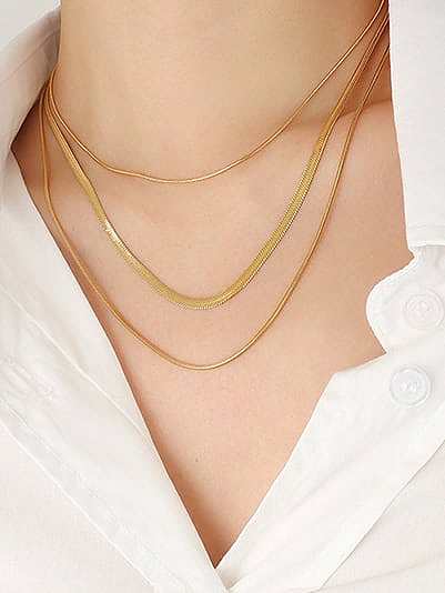 Titan Stahl Geometrische Vintage Multi Strang Schlangenknochen Kette Halskette