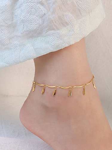 Titanium 316L Stainless Steel Minimalist Leaf Anklet with e-coated waterproof