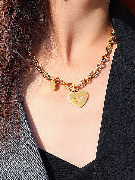 Titanium 316L Stainless Steel Heart Vintage Hollow Chain Necklace with e-coated waterproof