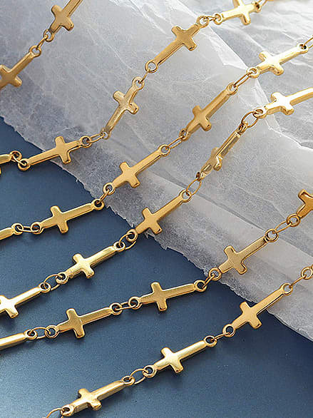 Bracelet à maillons tendance en croix avec chaîne creuse en acier au titane