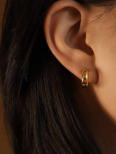 Boucles d'oreilles en forme de C lisse géométrique minimaliste en acier inoxydable titane 316L avec revêtement en e imperméable