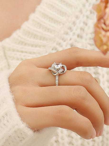 Titanium Steel Cubic Zirconia Flower Minimalist Band Ring