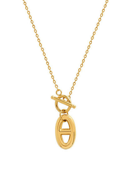 Titanium 316L Stainless Steel Vintage Geometric Pendant Necklace with e-coated waterproof