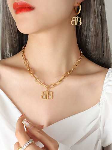 Trend Letter Titanium Steel Bracelet and Necklace Set