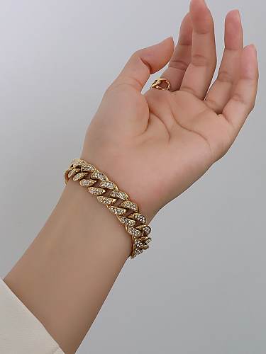 Titanium Steel Rhinestone Geometric Hip Hop Bracelet