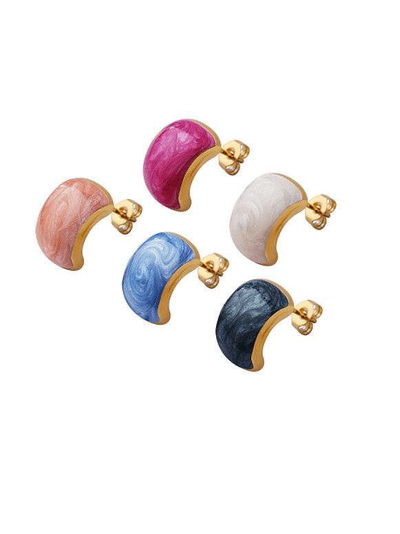 Boucles d'oreilles minimalistes géométriques en acier titane émaillé