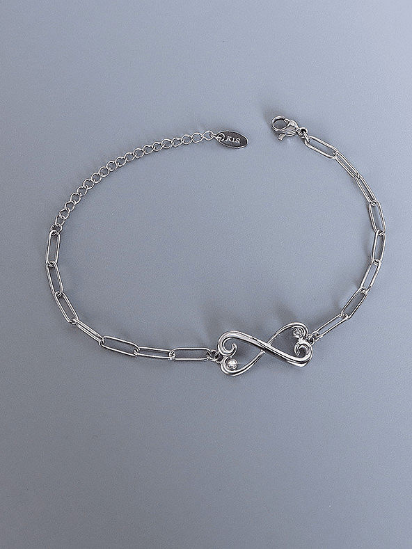 Titanium 316L Stainless Steel Cubic Zirconia Bowknot Minimalist Link Bracelet with e-coated waterproof