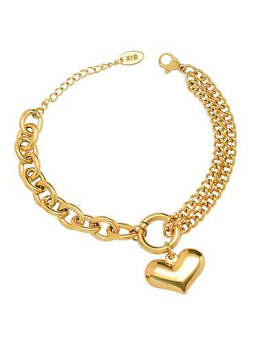 Titanium 316L Stainless Steel Heart Vintage Strand Bracelet with e-coated waterproof