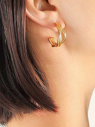 Boucles d'oreilles en forme de C minimaliste géométrique en acier au titane