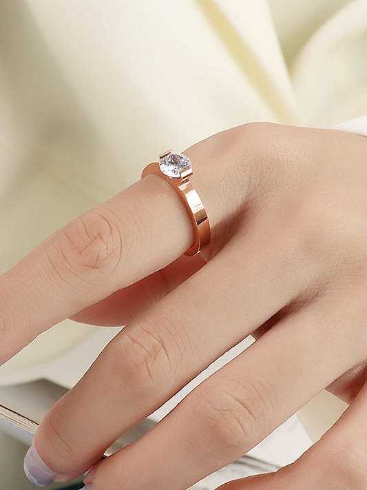 Stainless steel Rhinestone Geometric Minimalist Band Ring with e-coated waterproof