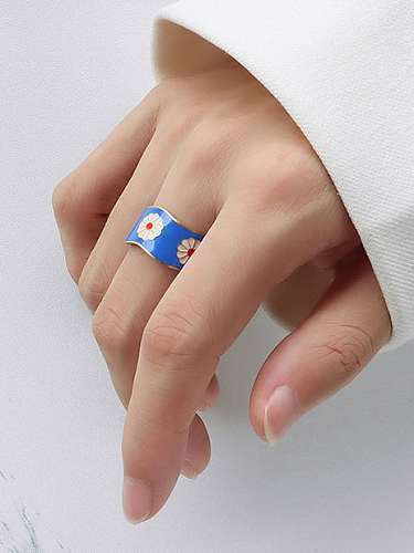 Titanium Steel Enamel Geometric Minimalist Band Ring