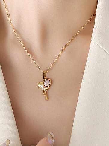 Titanium Steel Cubic Zirconia Heart Vintage Necklace