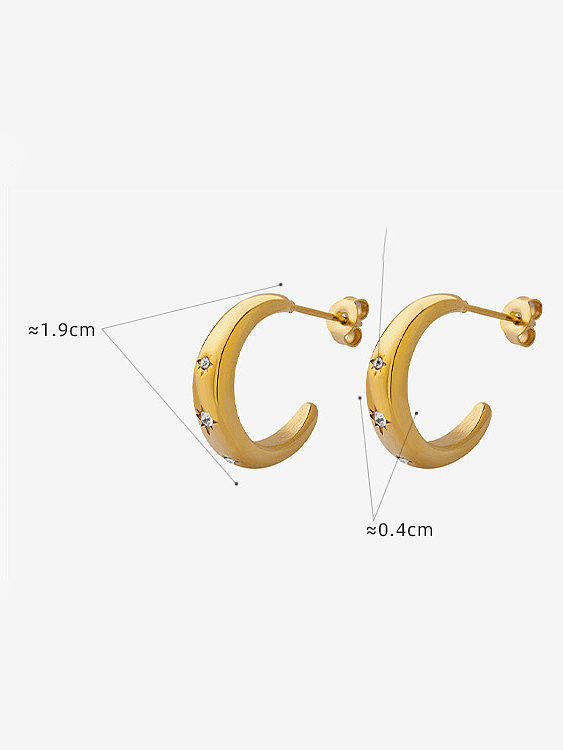 Titanium Steel Cubic Zirconia Geometric Minimalist Stud Earring
