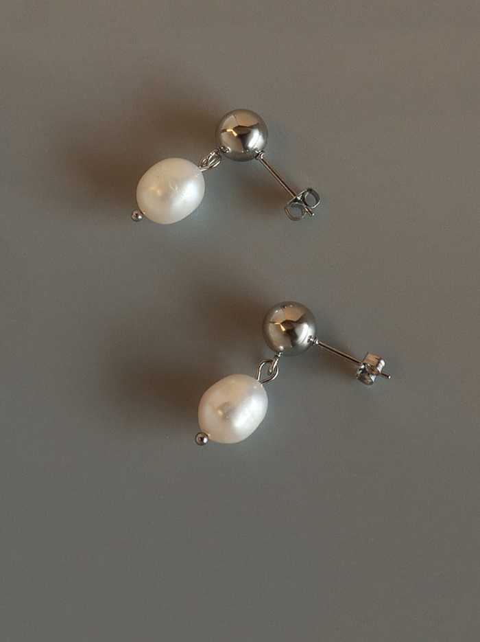 Titanium 316L Stainless Steel Imitation Pearl Geometric Ethnic Drop Earring with e-coated waterproof