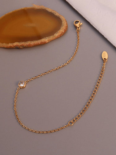 Titanium 316L Stainless Steel Rhinestone Geometric Minimalist Link Bracelet with e-coated waterproof
