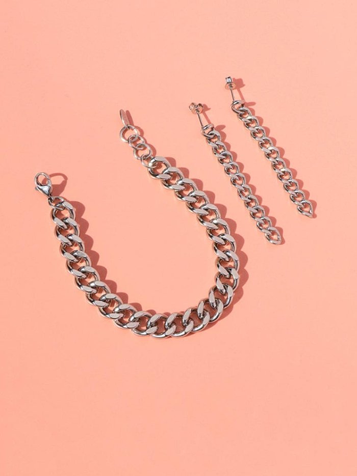 Titanium 316L Stainless Steel Vintage Geometric Earring And Braclete Set with e-coated waterproof