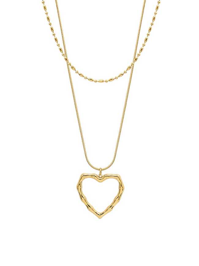 Titanium Steel Heart Minimalist Multi Strand Necklace