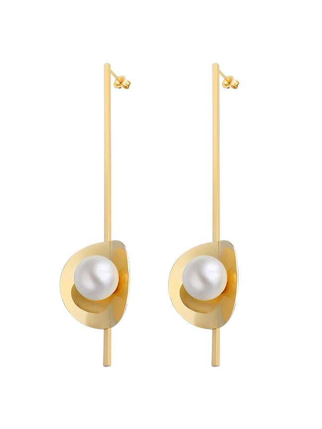 Titanium 316L Stainless Steel Imitation Pearl Geometric Vintage Drop Earring with e-coated waterproof