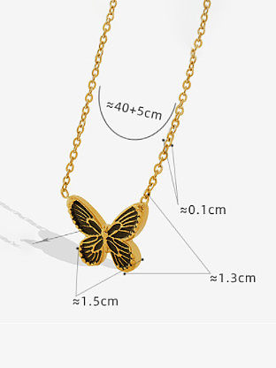 Minimalistische Schmetterlings-Halskette aus Titan-Stahl-Emaille