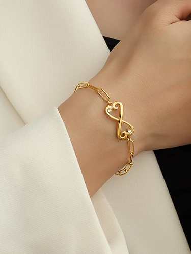 Titanium 316L Stainless Steel Cubic Zirconia Bowknot Minimalist Link Bracelet with e-coated waterproof