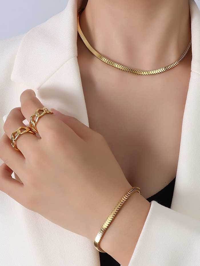 Conjunto de colar e bracelete irregular minimalista de aço titânio