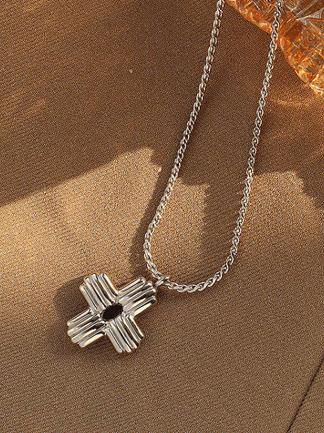 Titanium 316L Stainless Steel Cross Vintage Regligious Necklace with e-coated waterproof