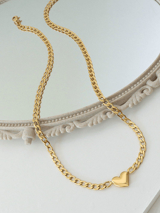 Titanium Steel Heart Minimalist Hollow Chain Necklace