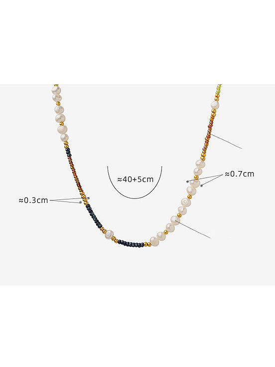 Titanium Steel Freshwater Pearl Irregular Vintage Necklace