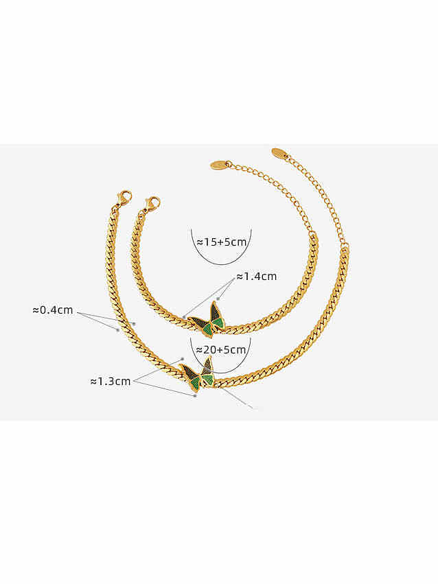 Dainty Butterfly Titanium Steel Enamel bracelet anklet jewelry set