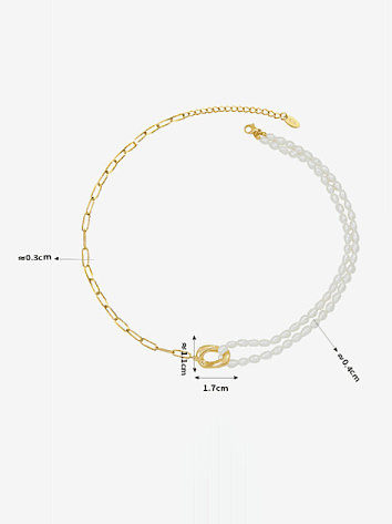 Titan Stahl Nachahmung Perle geometrische minimalistische mehrsträngige Halskette