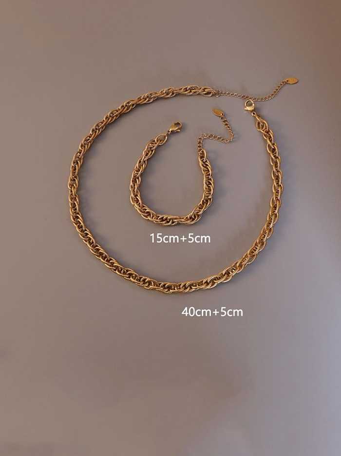 Conjunto de colar e bracelete irregular vintage de aço inoxidável 316L com revestimento eletrostático à prova d'água