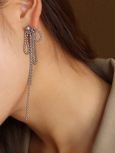 Boucles d'oreilles pendantes en acier inoxydable titane 316L avec pampilles et perles enduites d'e-coat