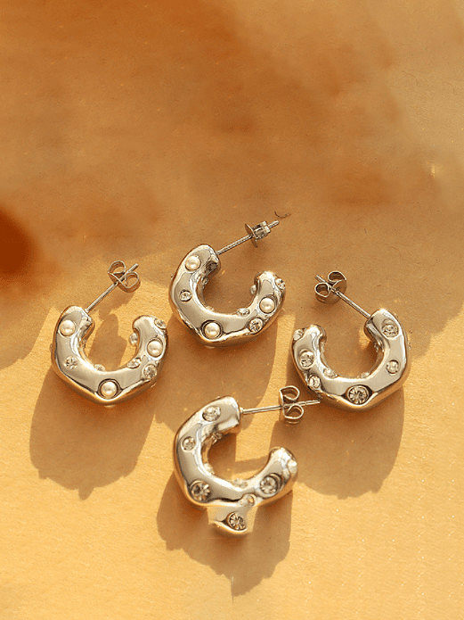 Titanium Steel Imitation Pearl Geometric Vintage Stud Earring