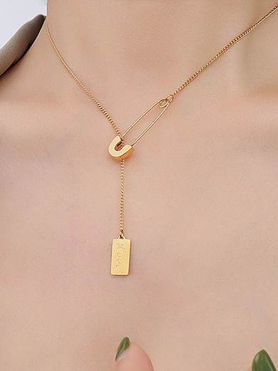Geometrische minimalistische Lariat-Halskette aus Titanstahl