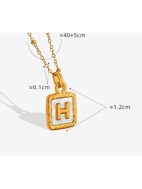 Titanium Steel Enamel Square Letter H Minimalist Necklace