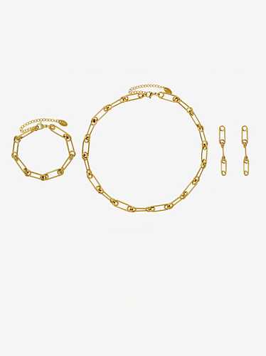 Ensemble de bracelets et de colliers de boucles d'oreilles géométriques vintage en acier inoxydable titane 316L avec revêtement en e imperméable à l'eau