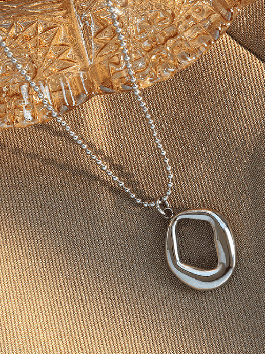 Titanium 316L Stainless Steel Bead Chain Vintage Irregular Pendant Necklace with e-coated waterproof