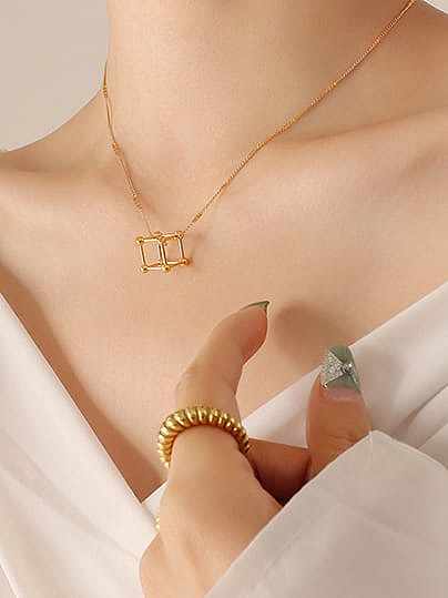 Collar minimalista geométrico hueco de acero titanio