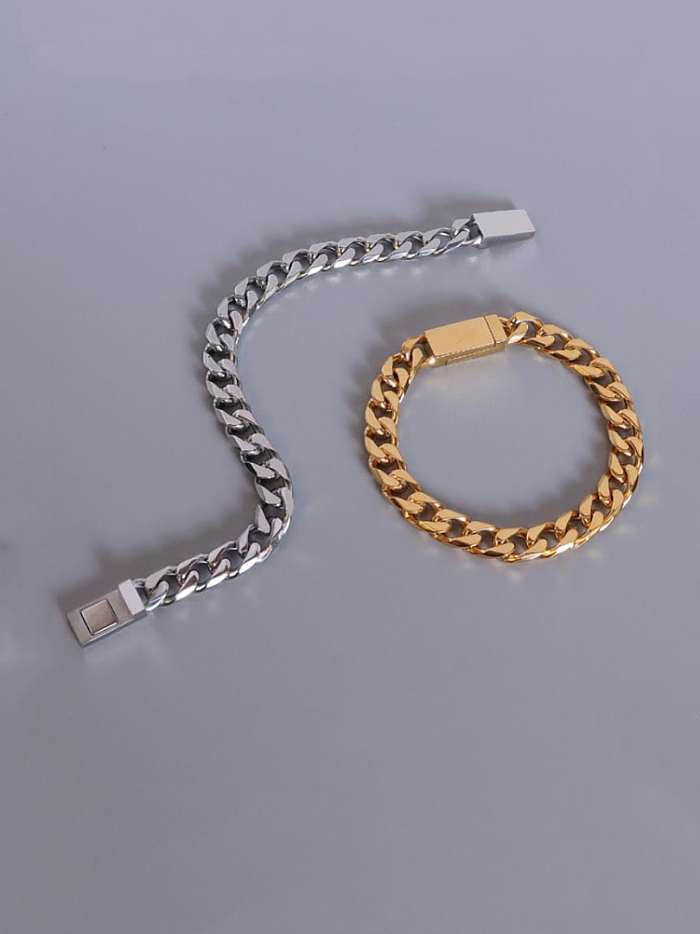 Bracelet à maillons vintage à chaîne géométrique en acier inoxydable titane 316L avec revêtement en e imperméable