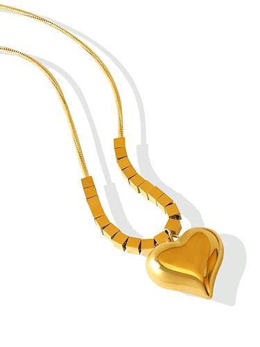 Halskette mit quadratischem minimalistischem Herzanhänger aus Titanstahl