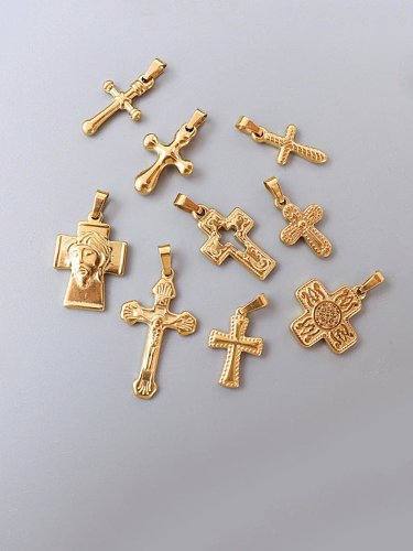 Titanium 316L Stainless Steel Vintage Cross Pendant with e-coated waterproof