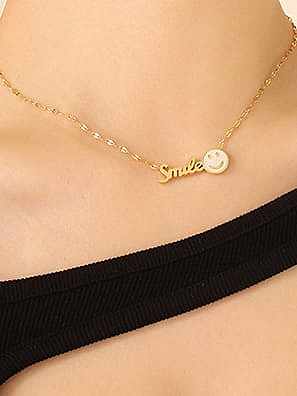 Titanium Steel Smiley Minimalist Letter Pendant Necklace