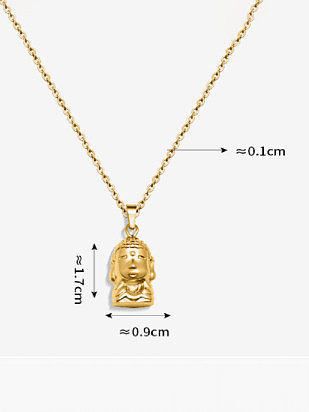 Titanium Steel Irregular Ethnic Regligious Buddha Pendant Necklace