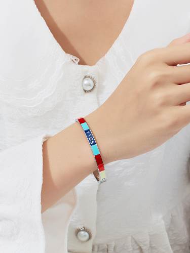 Titanium Steel Enamel Geometric Minimalist Band Bangle