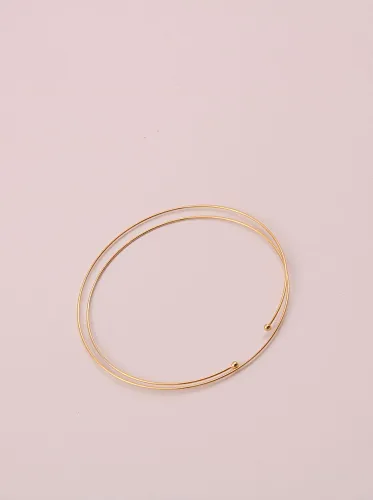 Titanium With Gold Plated Simplistic Multi-layer Round Bangles